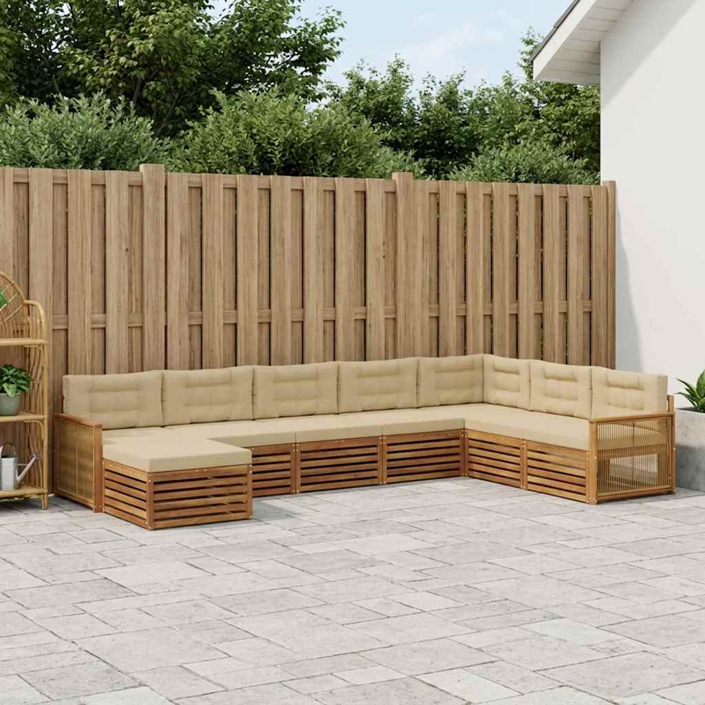 vidaXL Conjunto de sofás de exterior 8 uds. Natural y Beige