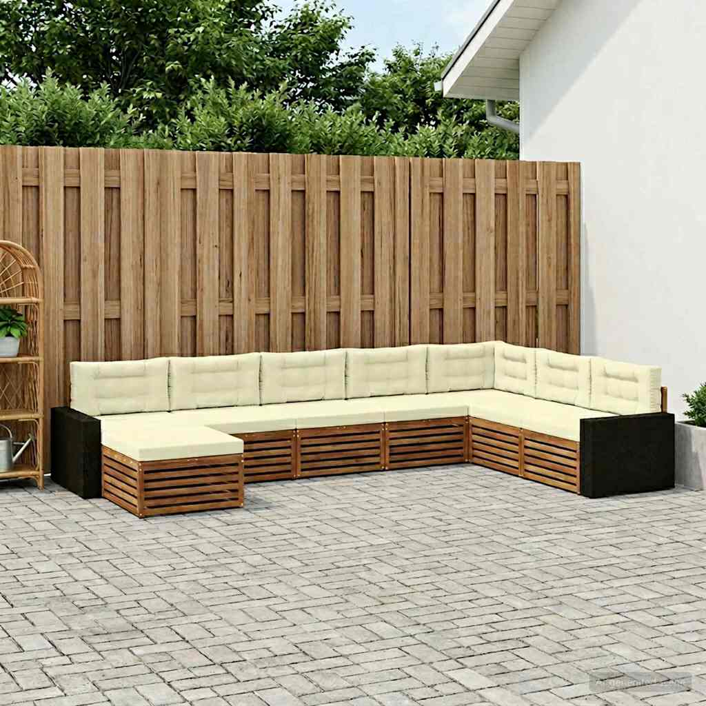 vidaXL Conjunto de sofás de exterior 8 uds. Natural y Crema