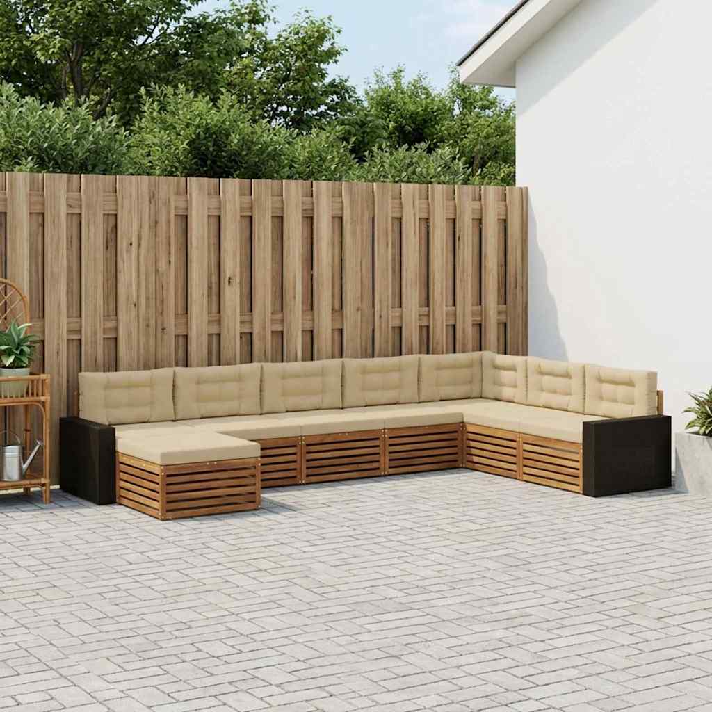 vidaXL Conjunto de sofás de exterior 8 uds. Natural y Beige