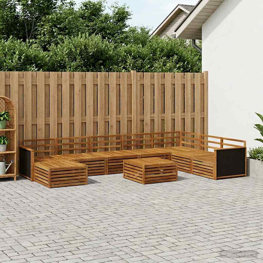 vidaXL Conjunto de sofás de exterior 9 uds. Natural