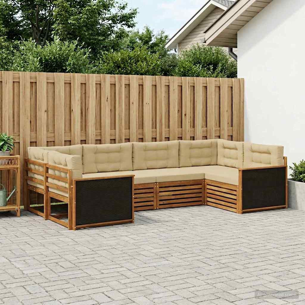 vidaXL Conjunto de sofás de exterior 6 uds. Natural y Beige