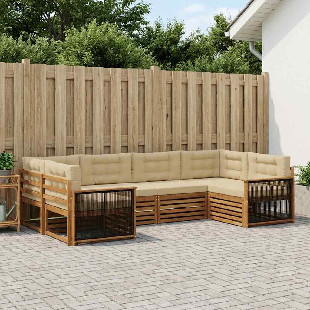 vidaXL Conjunto de sofás de exterior 6 uds. Natural y Beige