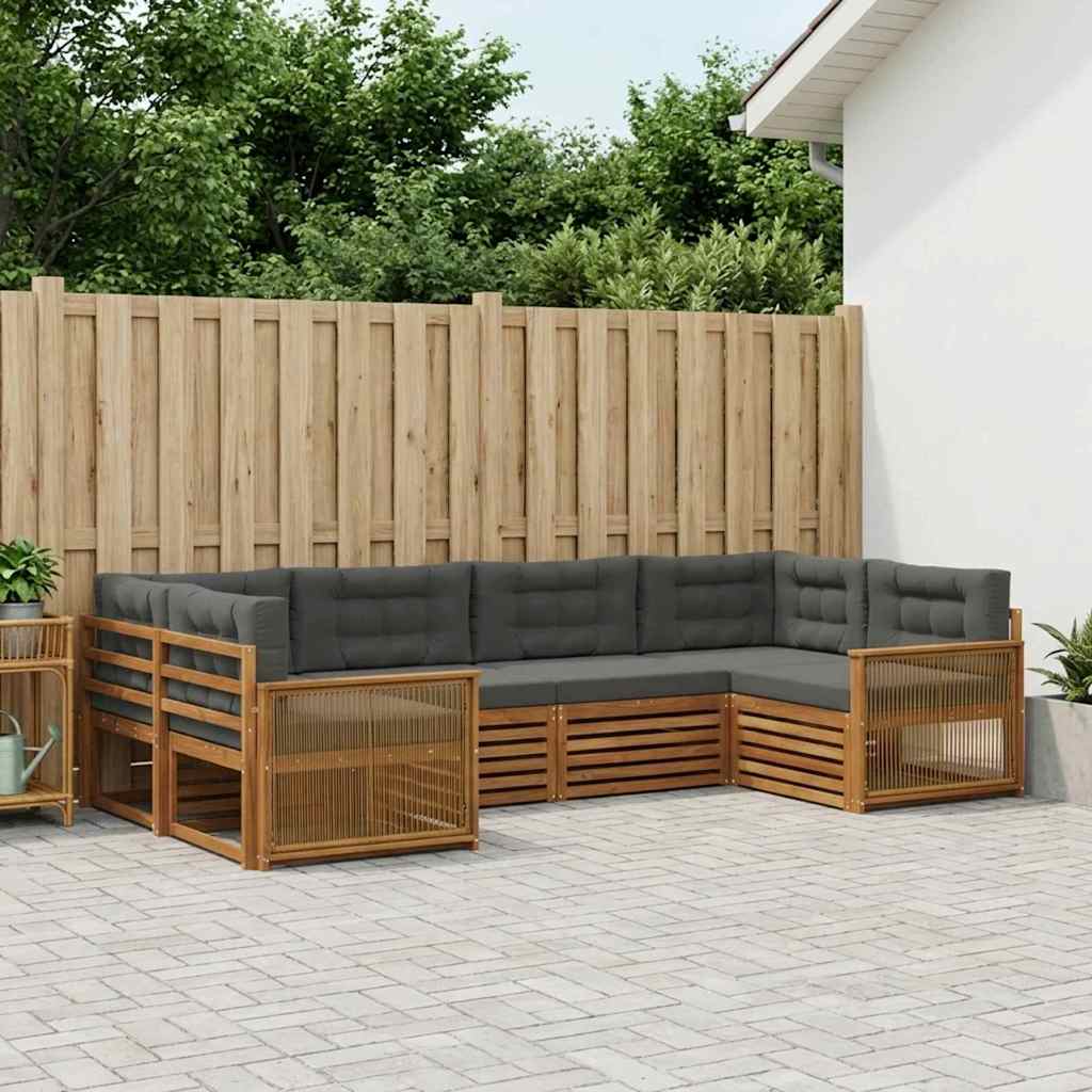 vidaXL Conjunto de sofás de exterior 6 uds. Natural y Antracita