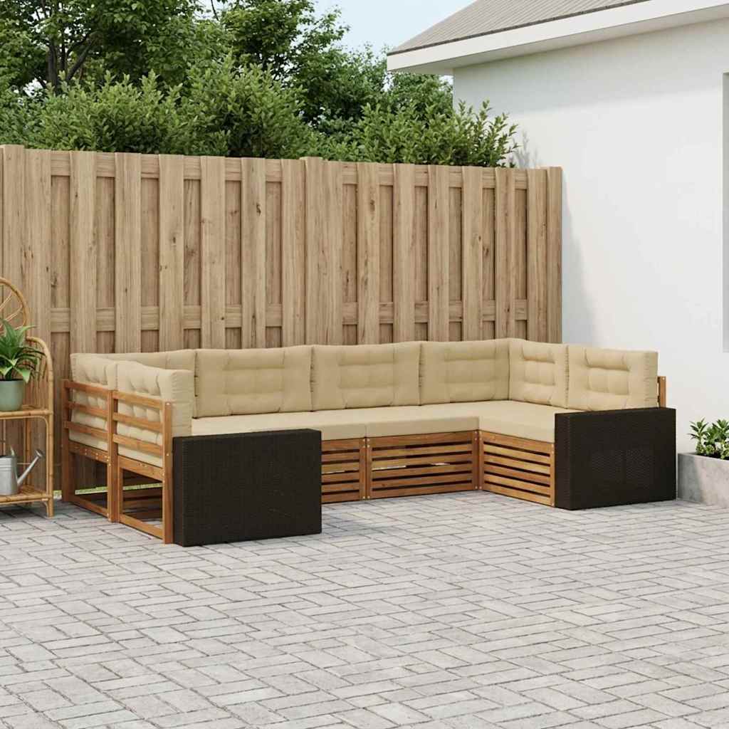 vidaXL Conjunto de sofás de exterior 6 uds. Natural y Beige