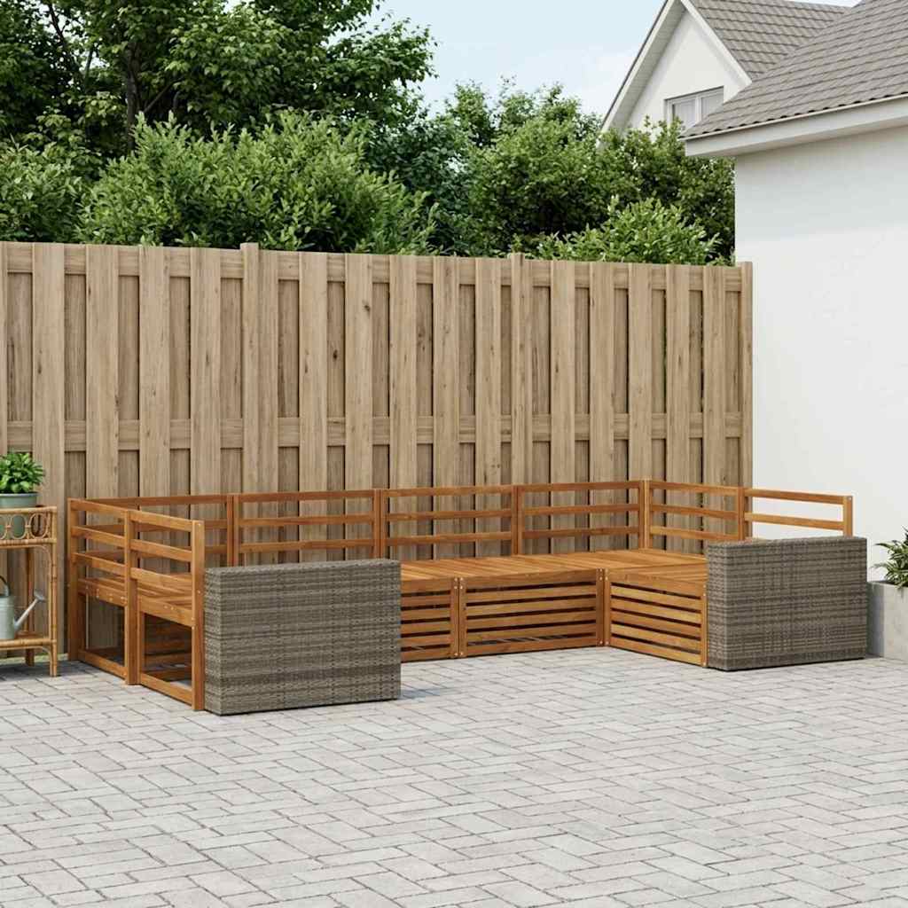 vidaXL Conjunto de sofás de exterior 6 uds. Natural