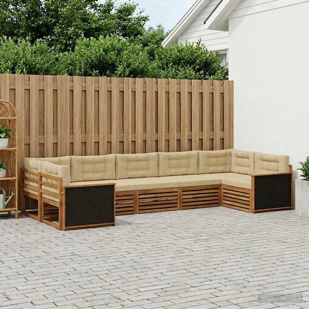 vidaXL Conjunto de sofás de exterior 7 uds. Natural y Beige