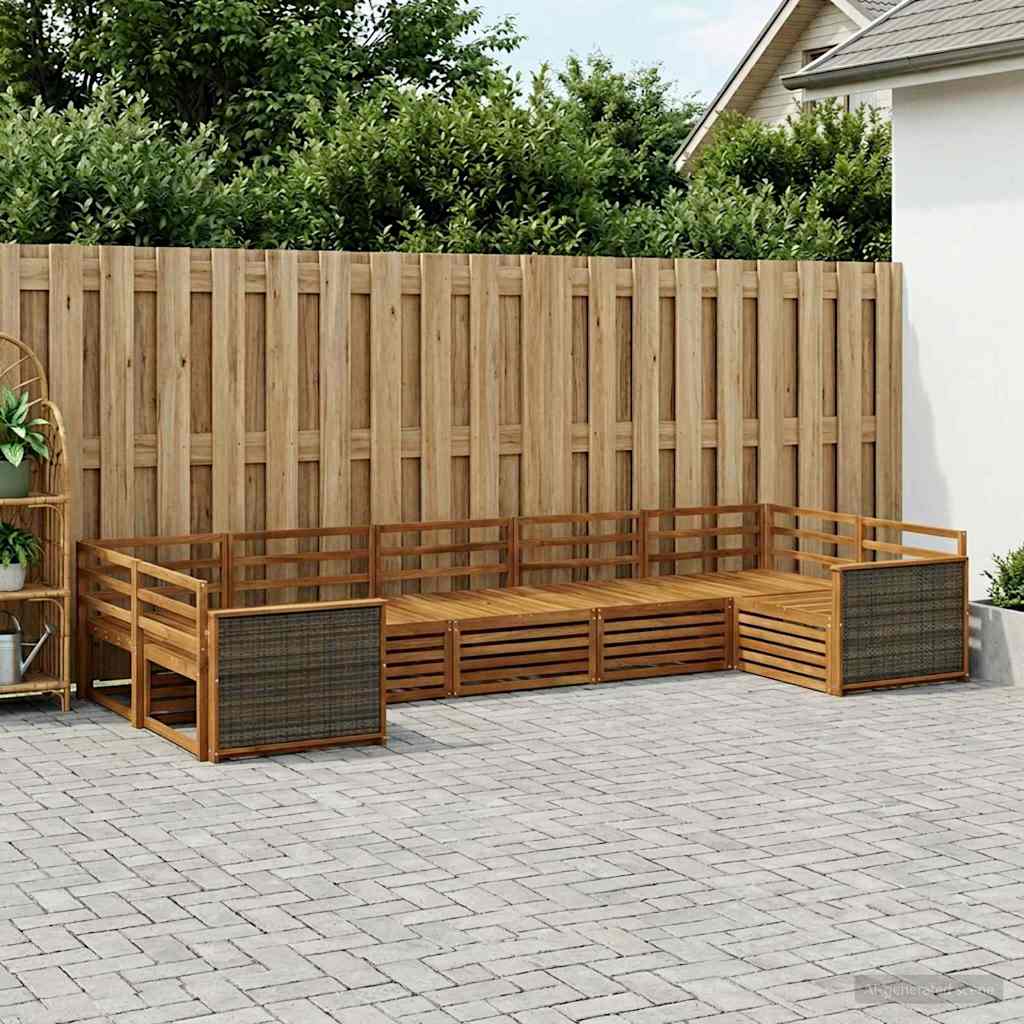 vidaXL Conjunto de sofás de exterior 7 uds. Natural