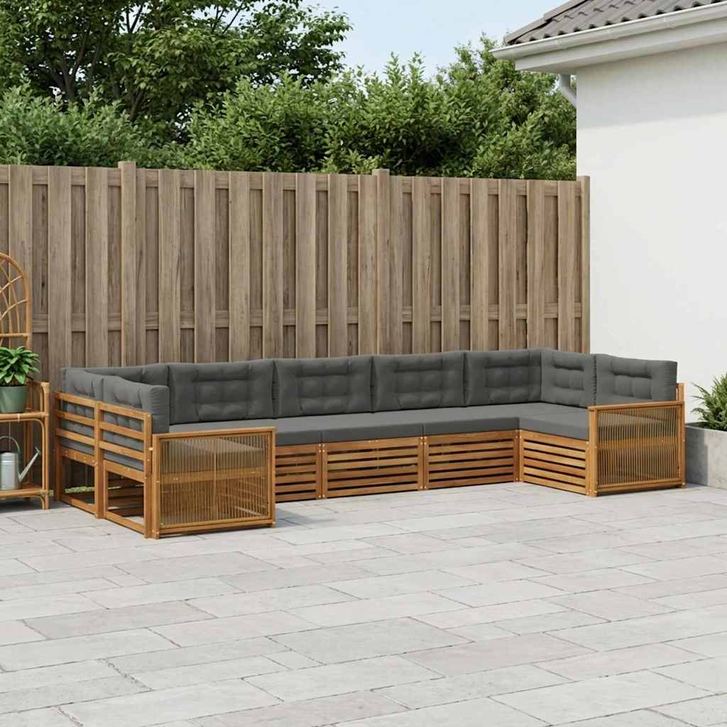 vidaXL Conjunto de sofás de exterior 7 uds. Natural y Antracita