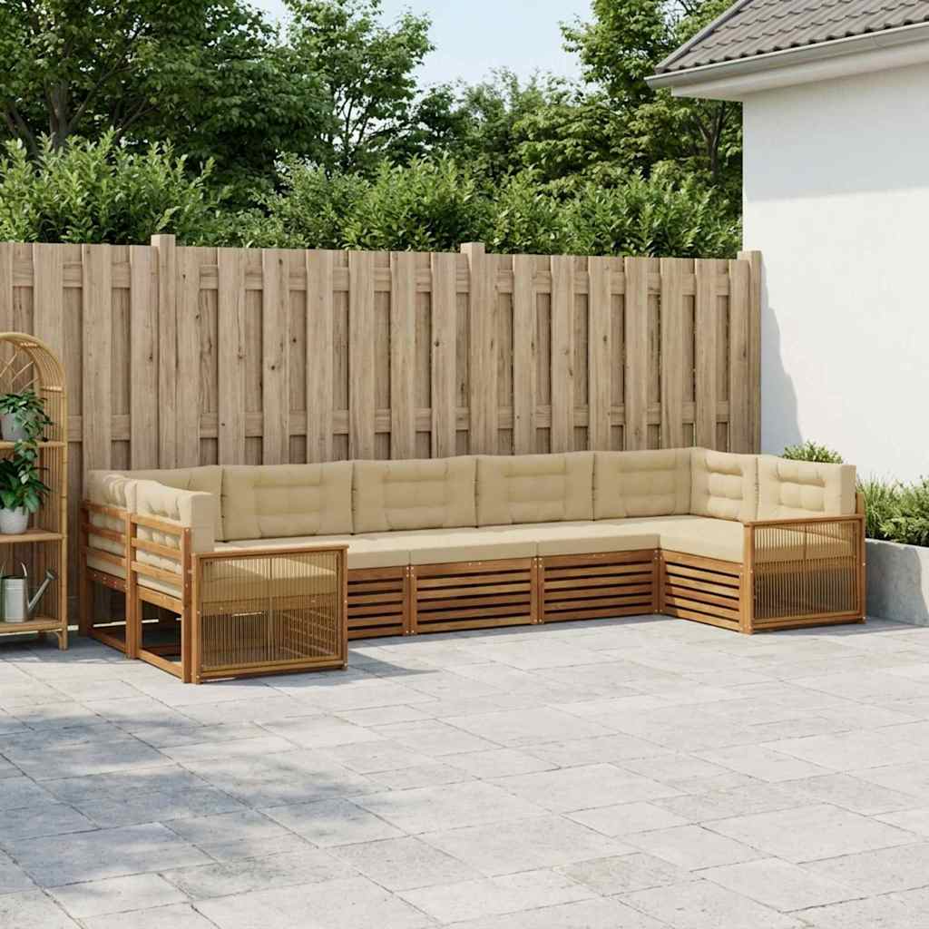 vidaXL Conjunto de sofás de exterior 7 uds. Natural y Beige