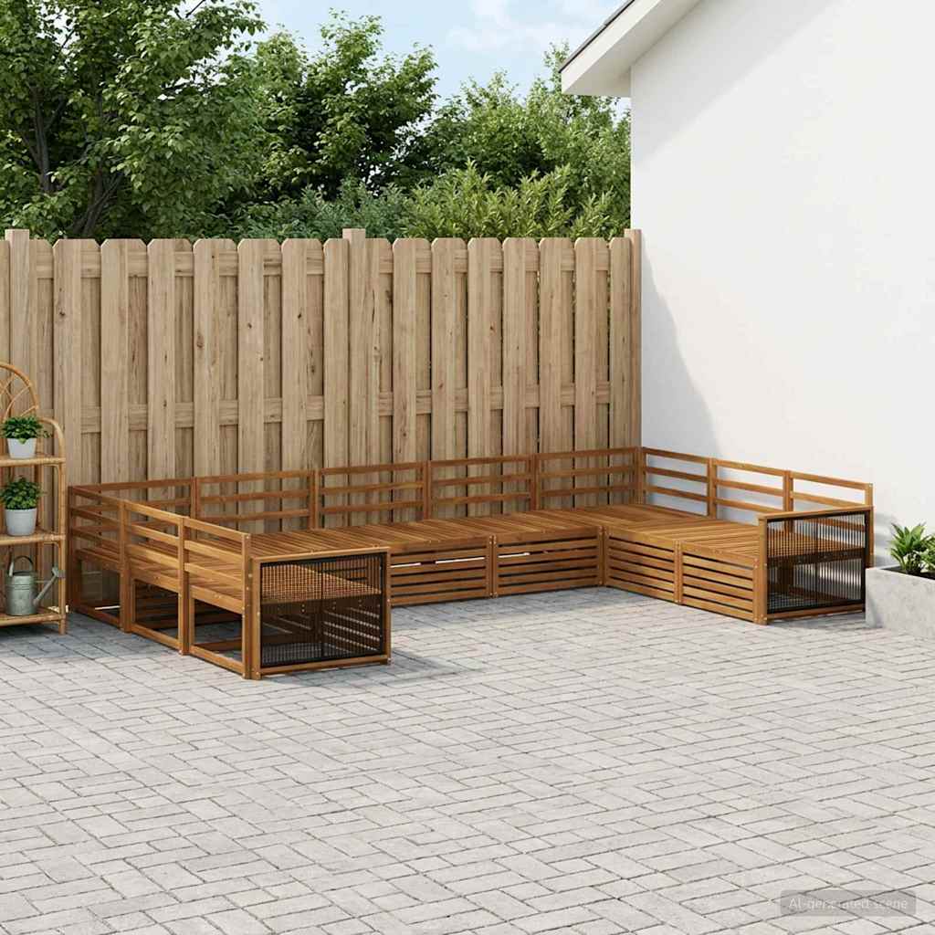 vidaXL Conjunto de sofás de exterior 9 uds. Natural