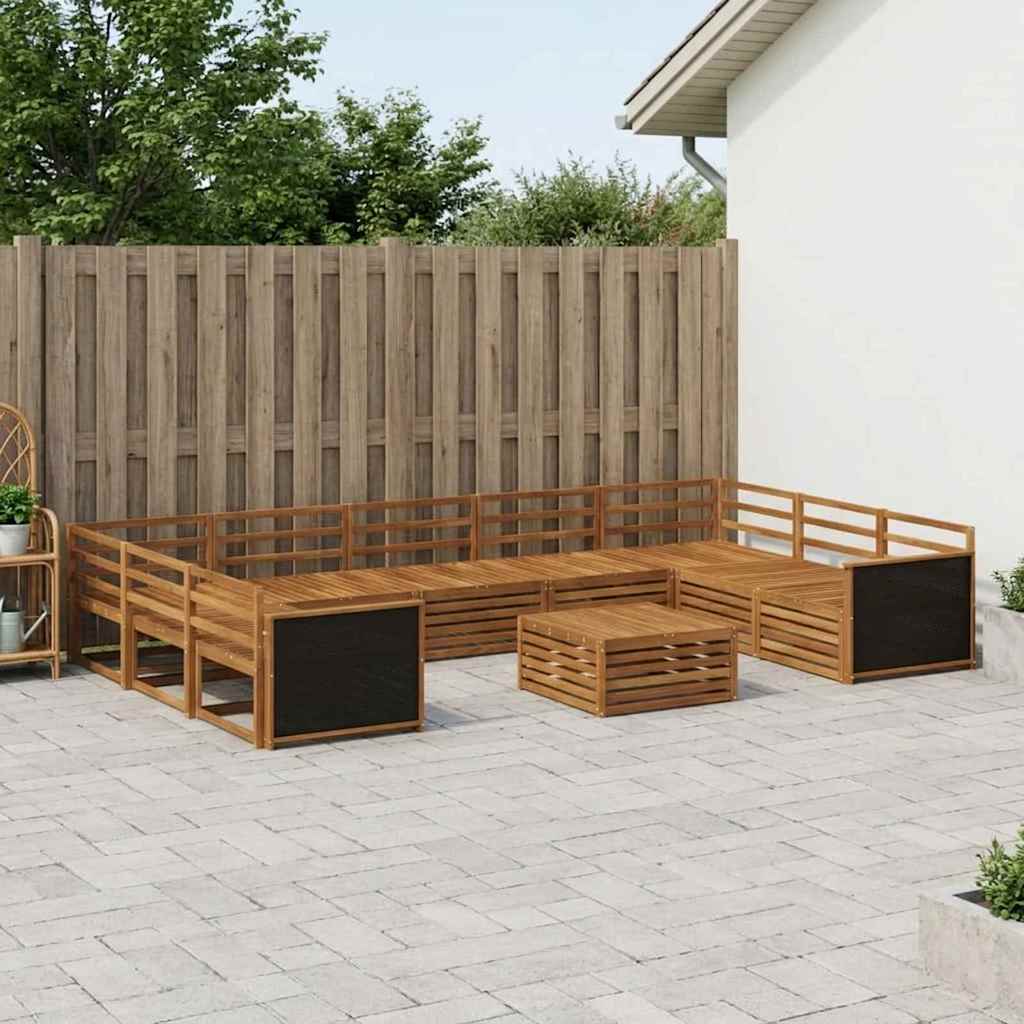 vidaXL Conjunto de sofás de exterior 10 uds. Natural