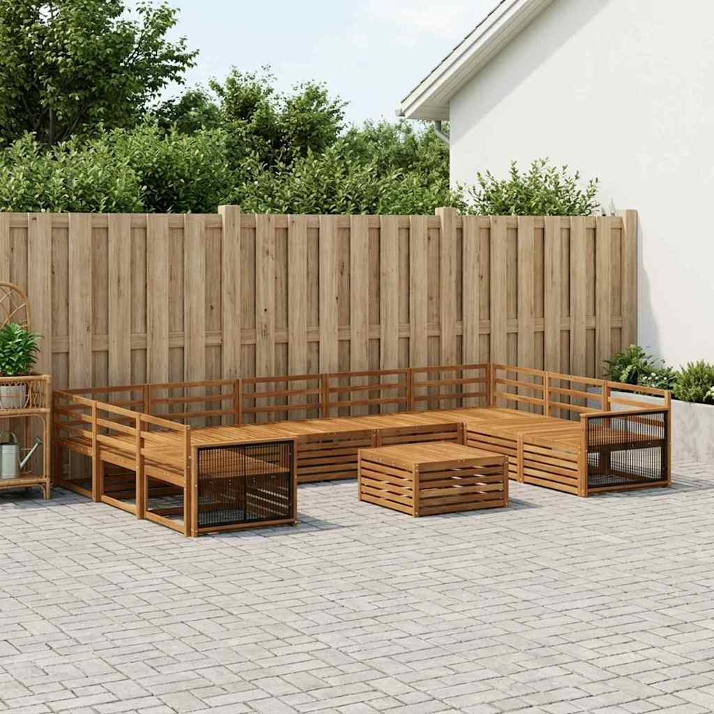 vidaXL Conjunto de sofás de exterior 10 uds. Natural
