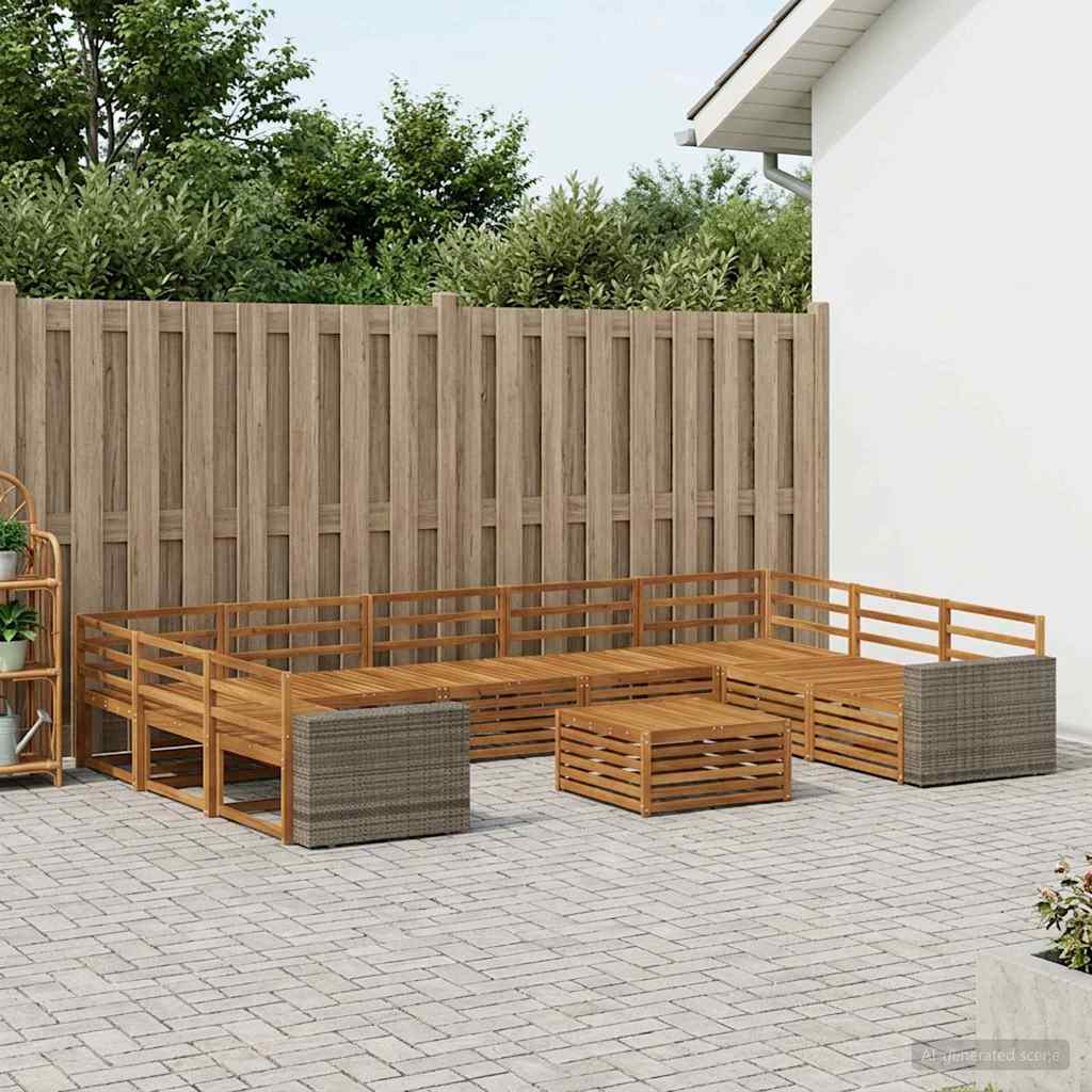 vidaXL Conjunto de sofás de exterior 10 uds. Natural