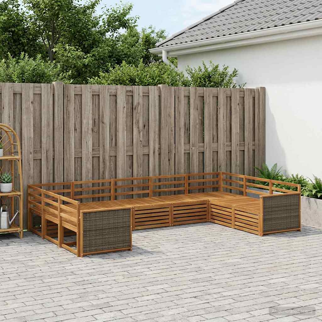 vidaXL Juegos de sofás 10 uds. Madera de Acacia Sólida