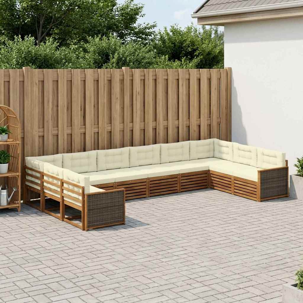 vidaXL Juegos de sofás 10 uds. Madera de Acacia Sólida
