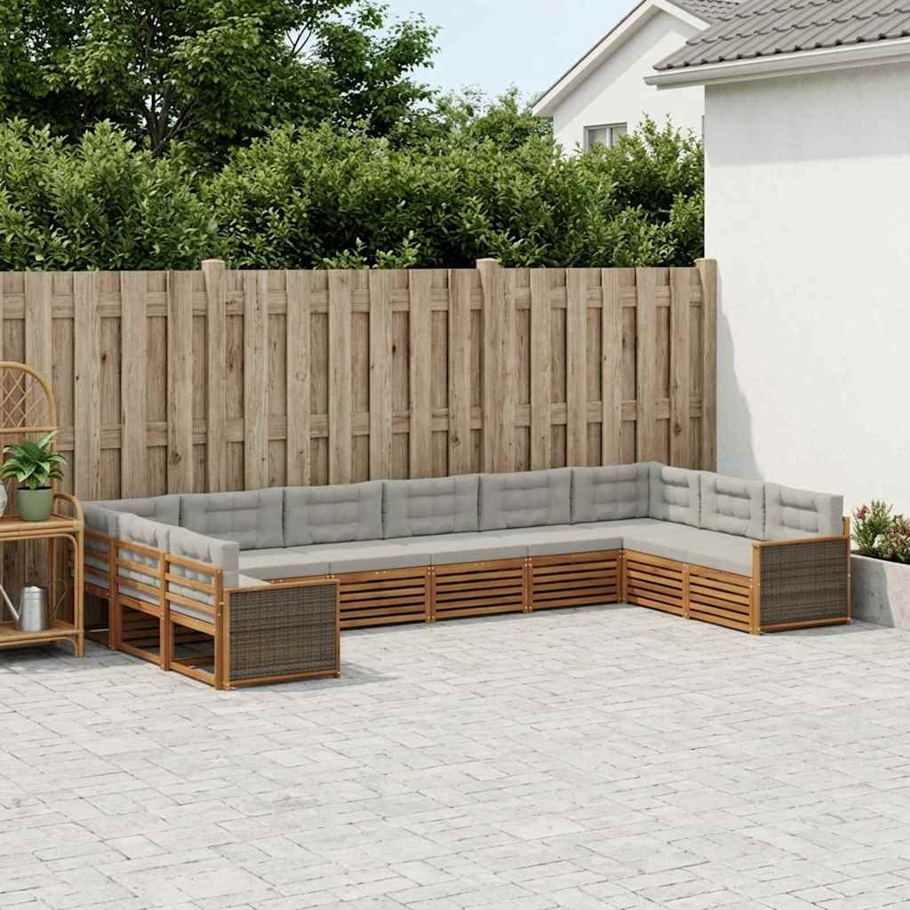 vidaXL Juegos de sofás 10 uds. Madera de Acacia Sólida