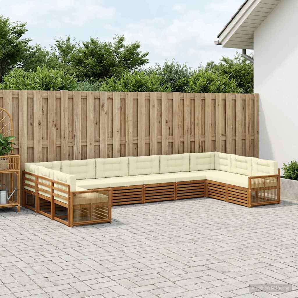 vidaXL Juegos de sofás 10 uds. Madera de Acacia Sólida