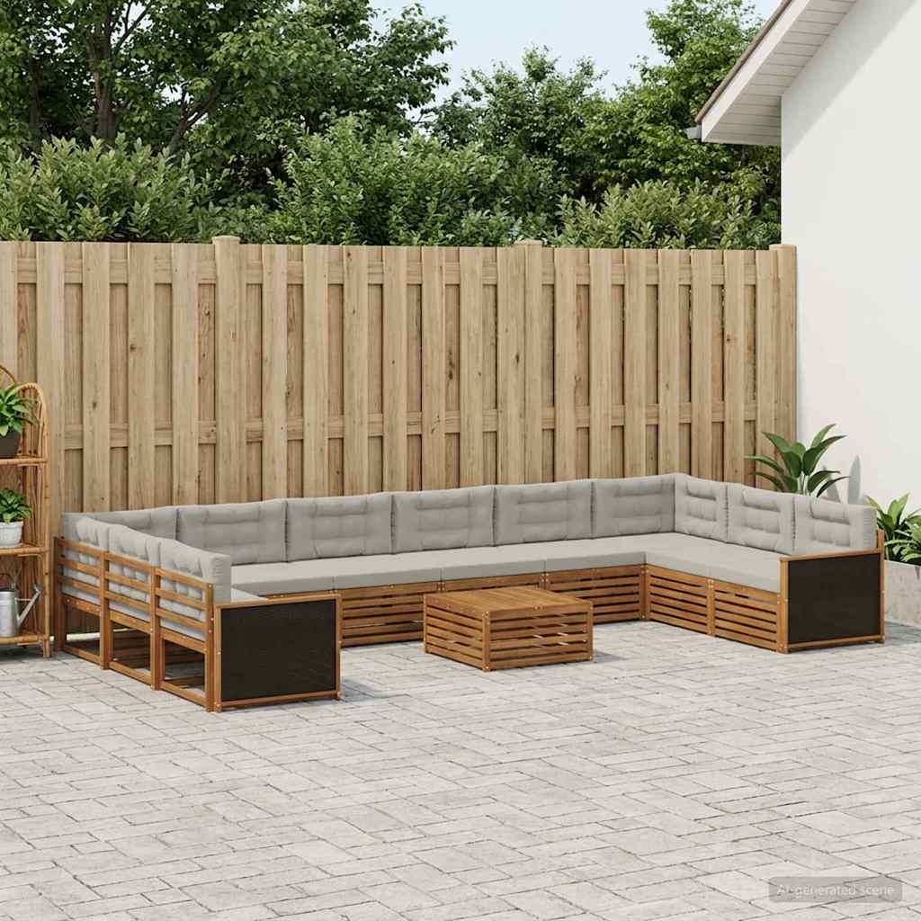 vidaXL Juegos de sofás 11 uds. Madera de Acacia Sólida