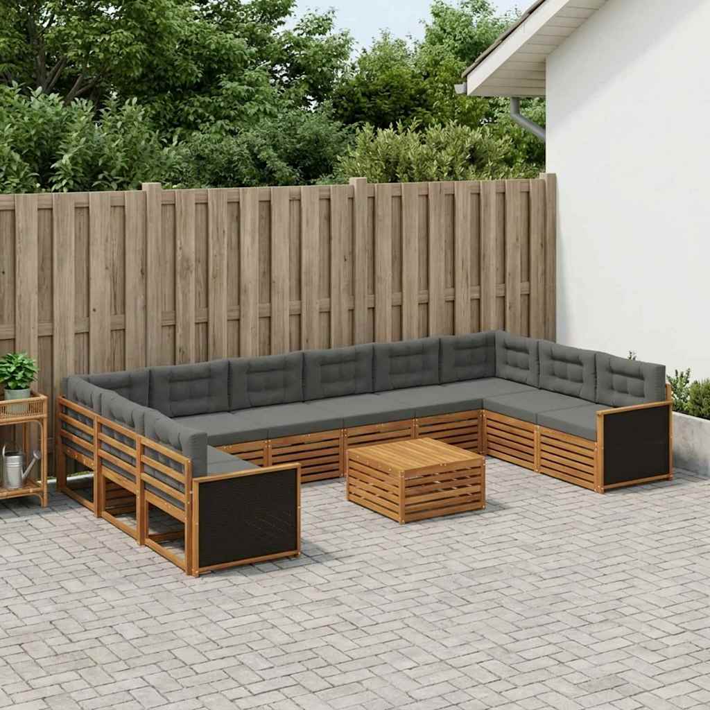 vidaXL Juegos de sofás 11 uds. Madera de Acacia Sólida