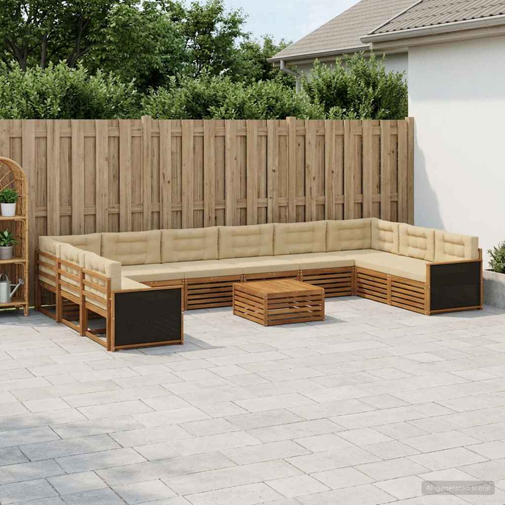 vidaXL Juegos de sofás 11 uds. Madera de Acacia Sólida