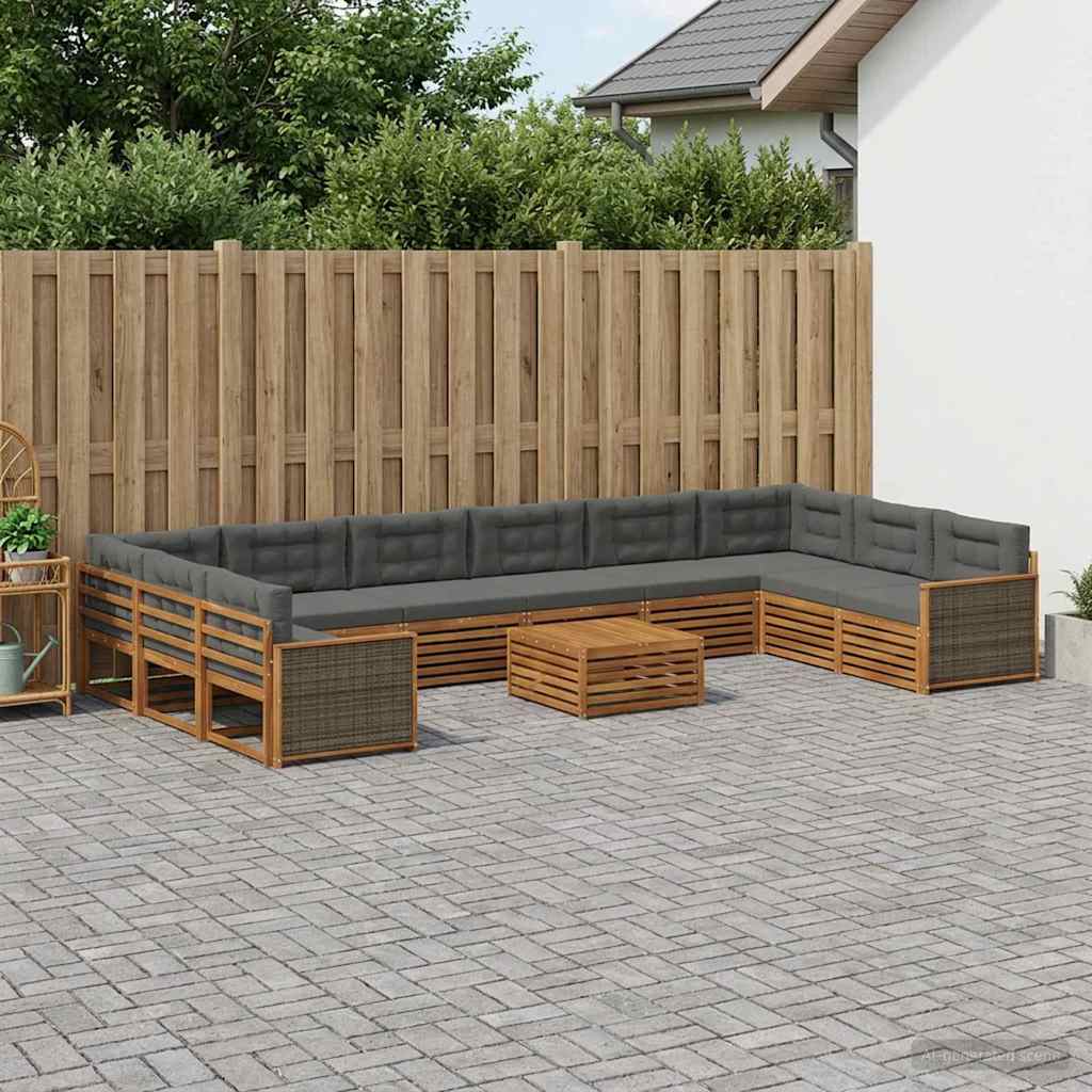 vidaXL Juegos de sofás 11 uds. Madera de Acacia Sólida