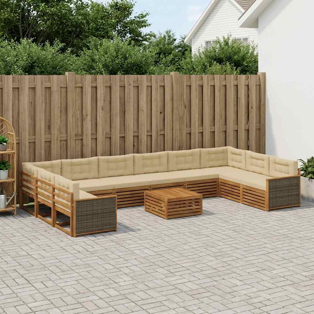 vidaXL Juegos de sofás 11 uds. Madera de Acacia Sólida