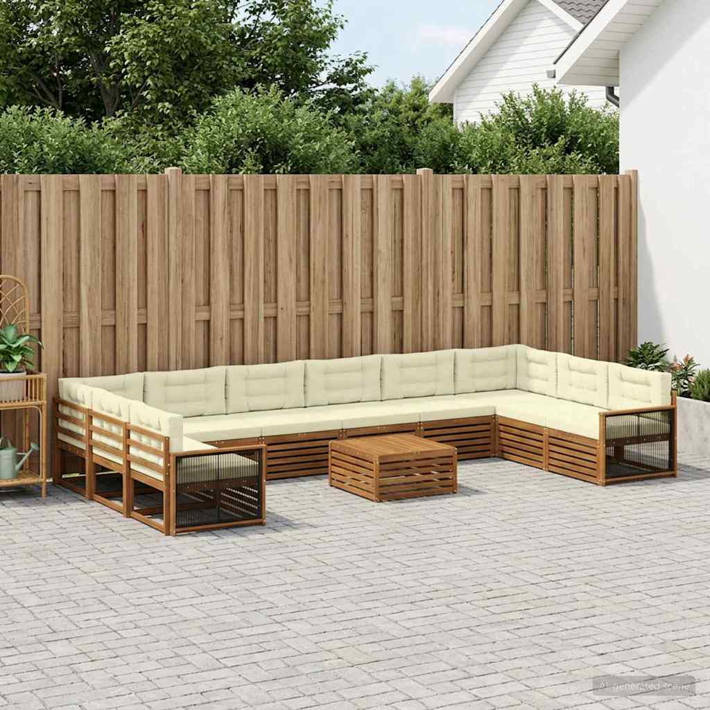vidaXL Juegos de sofás 11 uds. Madera de Acacia Sólida