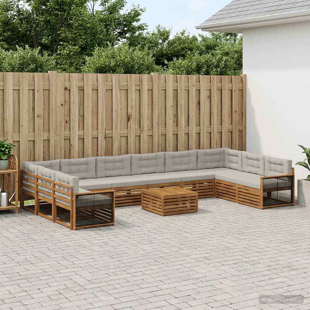 vidaXL Juegos de sofás 11 uds. Madera de Acacia Sólida