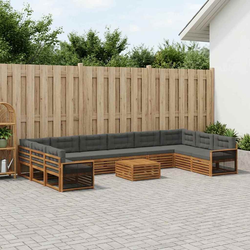 vidaXL Juegos de sofás 11 uds. Madera de Acacia Sólida