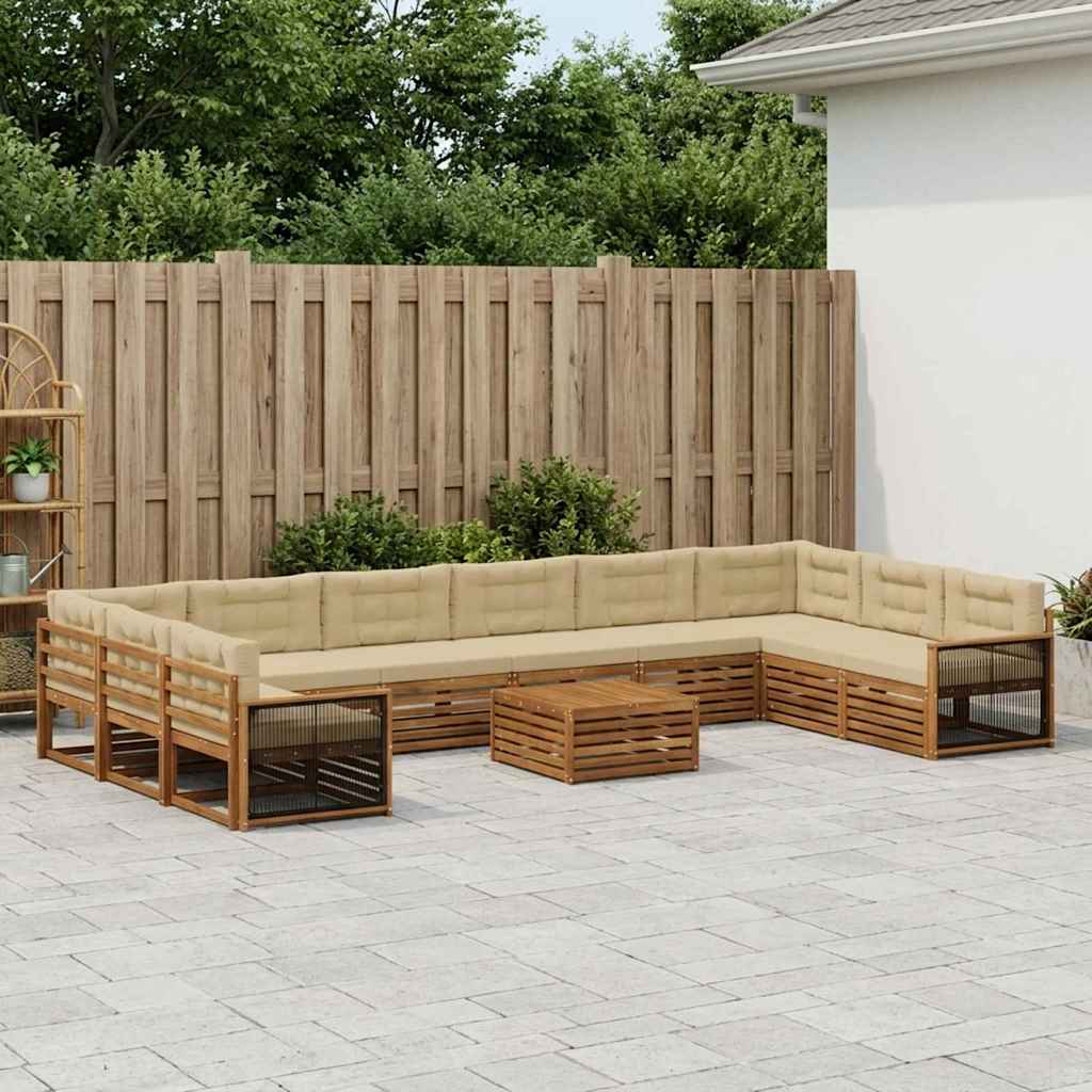 vidaXL Juegos de sofás 11 uds. Madera de Acacia Sólida