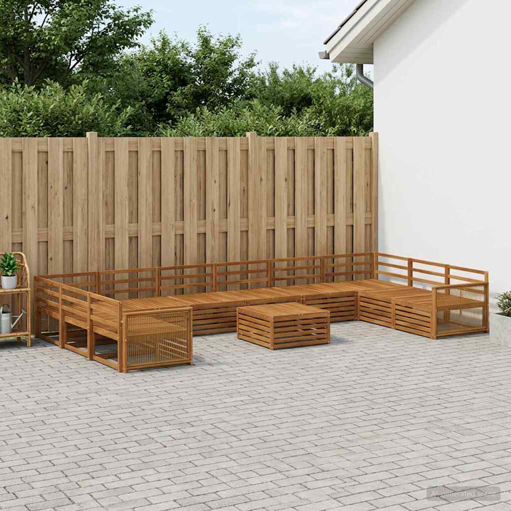 vidaXL Juegos de sofás 11 uds. Madera de Acacia Sólida