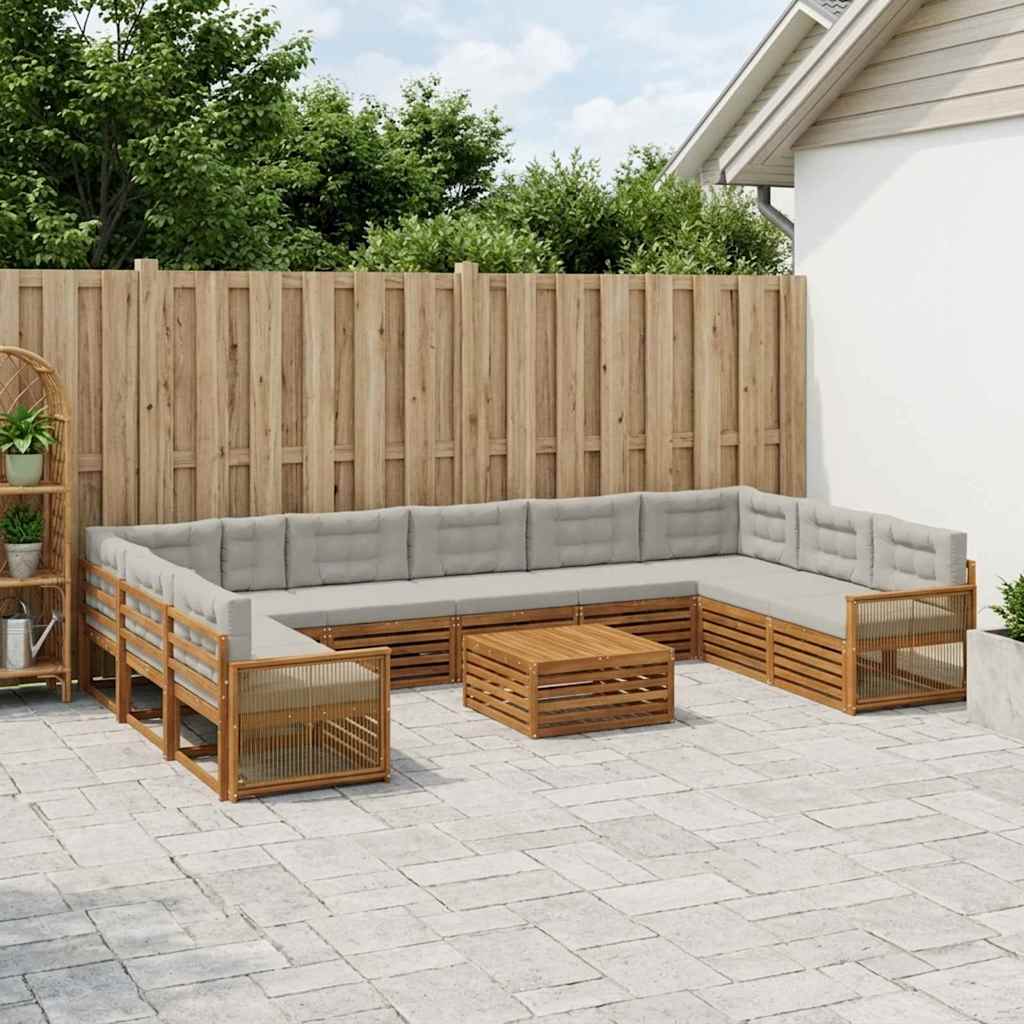 vidaXL Juegos de sofás 11 uds. Madera de Acacia Sólida