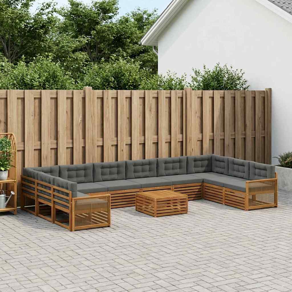 vidaXL Juegos de sofás 11 uds. Madera de Acacia Sólida