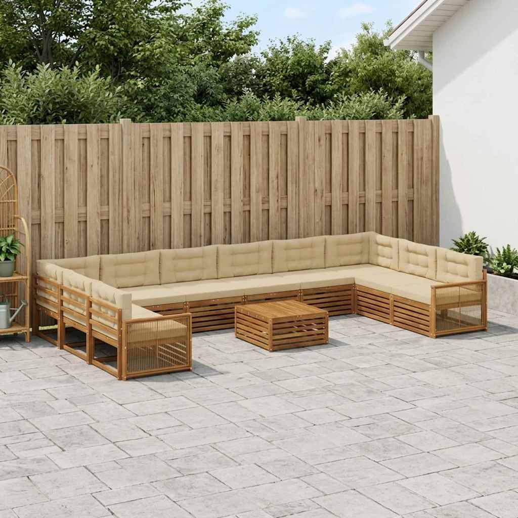 vidaXL Juegos de sofás 11 uds. Madera de Acacia Sólida