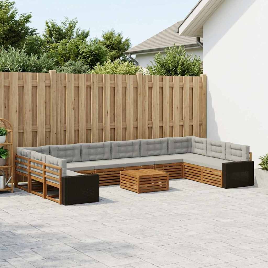 vidaXL Juegos de sofás 11 uds. Madera de Acacia Sólida