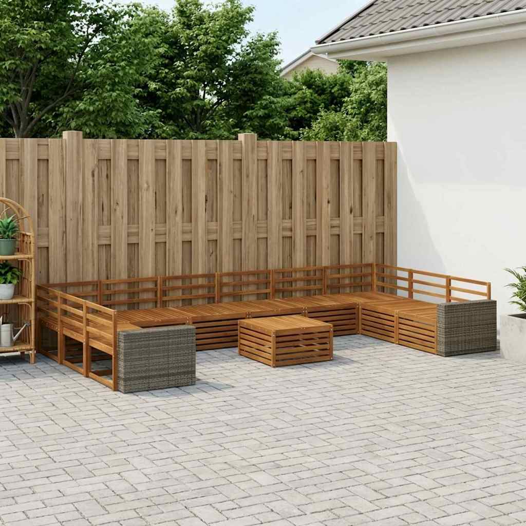 vidaXL Juegos de sofás 11 uds. Madera de Acacia Sólida
