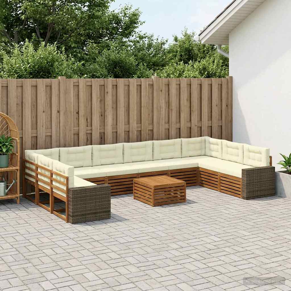 vidaXL Juegos de sofás 11 uds. Madera de Acacia Sólida