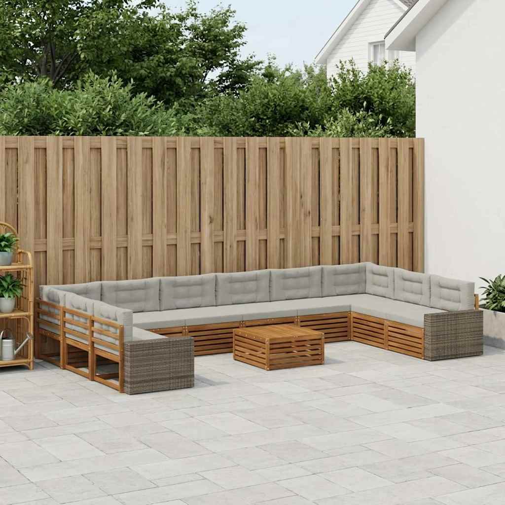 vidaXL Juegos de sofás 11 uds. Madera de Acacia Sólida