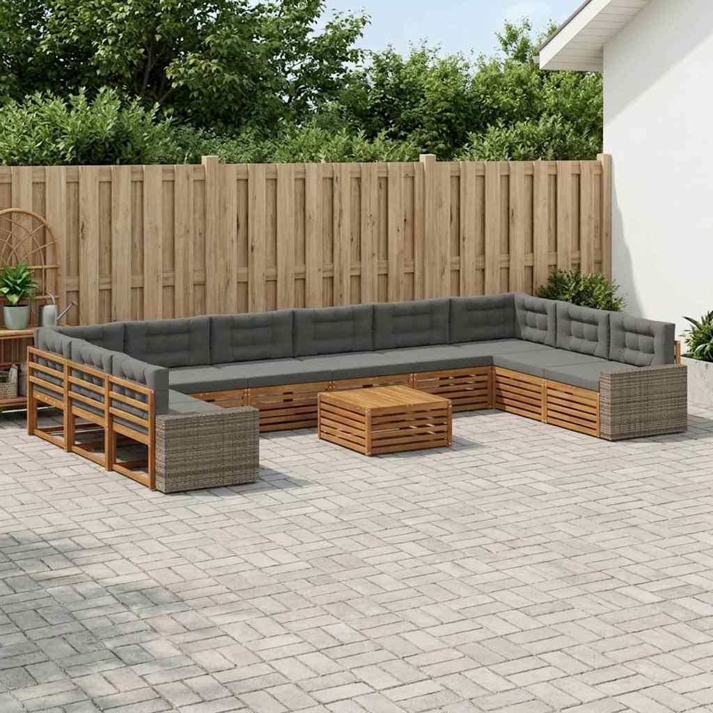 vidaXL Juegos de sofás 11 uds. Madera de Acacia Sólida
