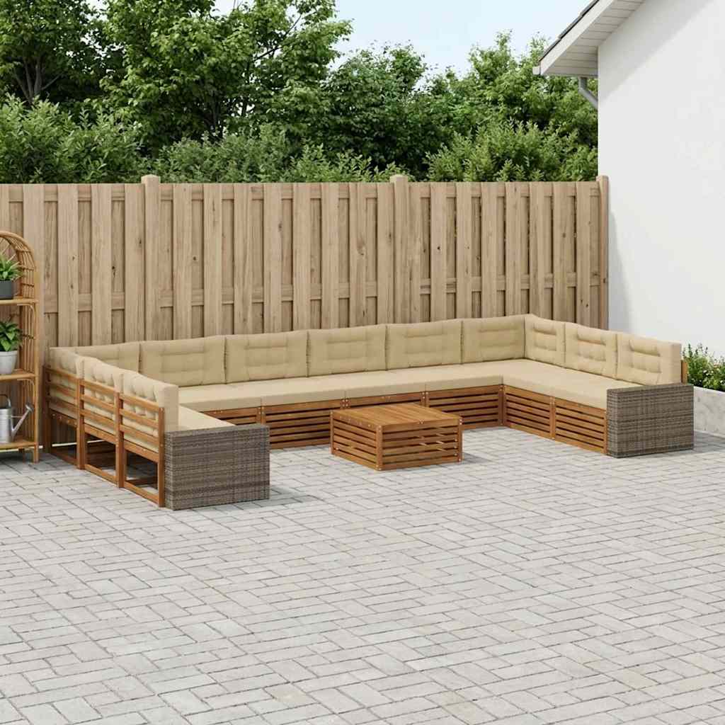 vidaXL Juegos de sofás 11 uds. Madera de Acacia Sólida