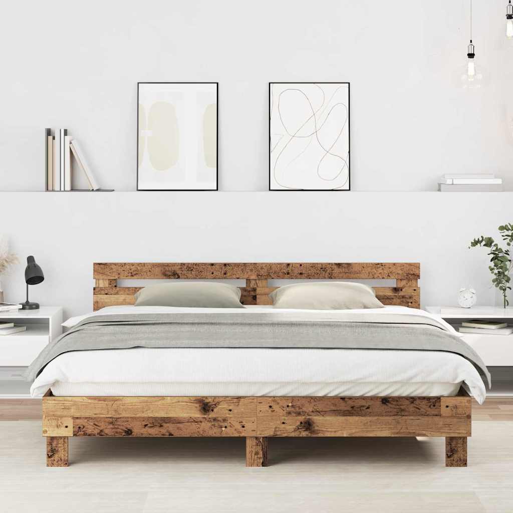 vidaXL Estructura de cama Madera vieja 203 x 185 x 70 cm
