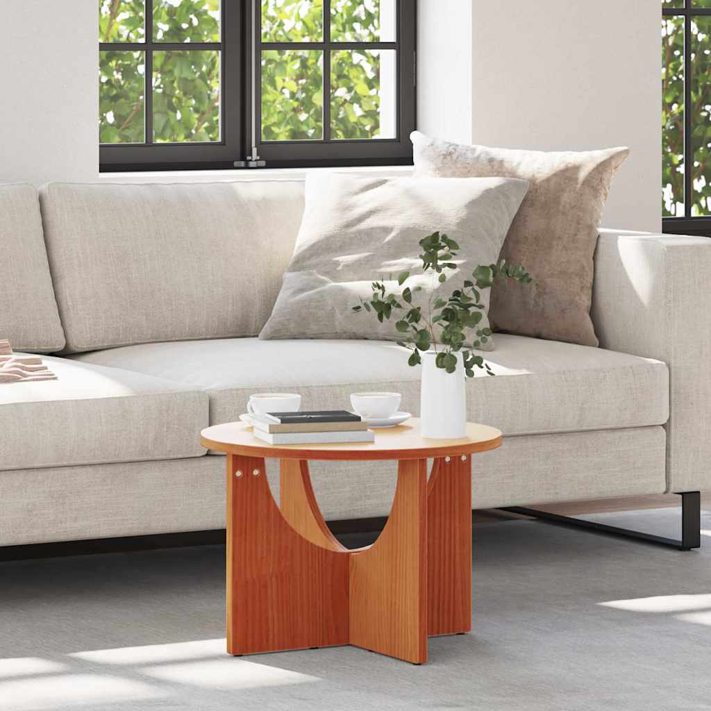 vidaXL Mesa de Café Marrón cera 50 x 50 x 35 cm Madera maciza de pino