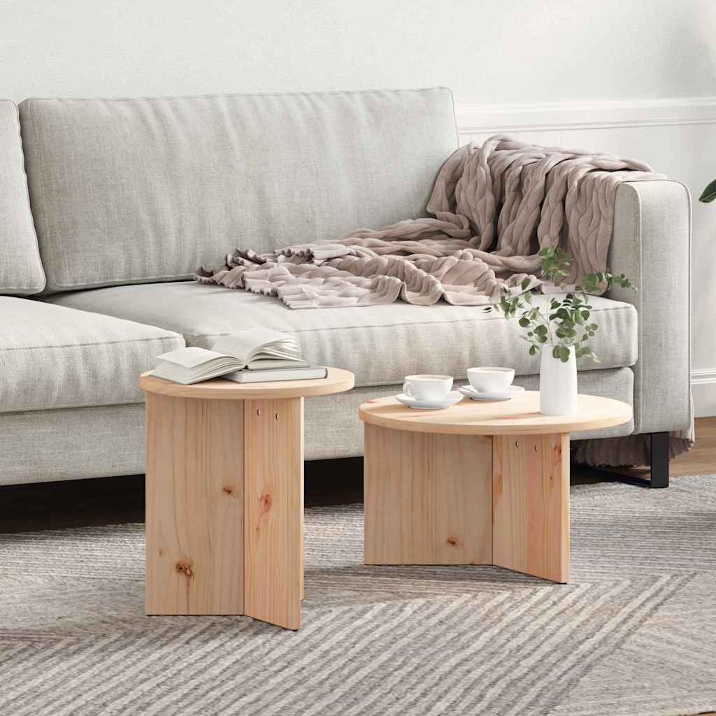 vidaXL Mesa de Café 2 uds. Natural 49 x 49 x 28 cm