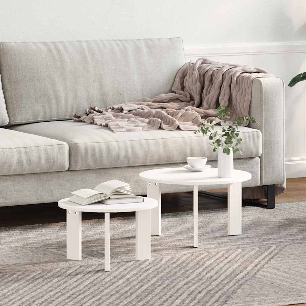vidaXL Mesa de Café 2 uds. 47,5 x 47,5 x 27 cm Madera maciza de Pino