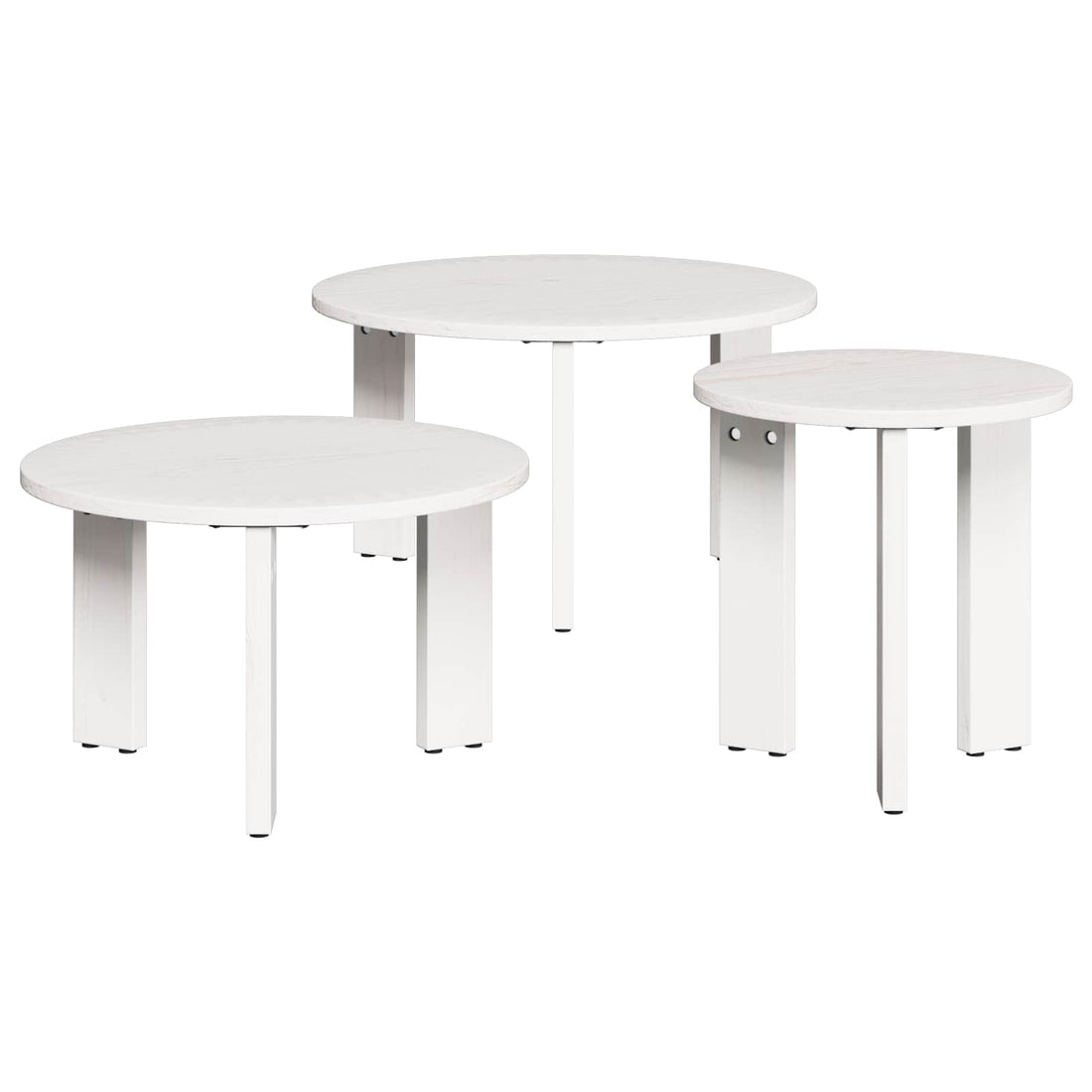 vidaXL Mesa de Café 3 uds. 47,5 x 47,5 x 27 cm Madera maciza de pino