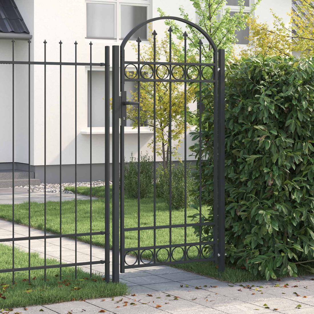 vidaXL Puerta de cerca ASSEN 100 x 195 cm Gris Con cerradura