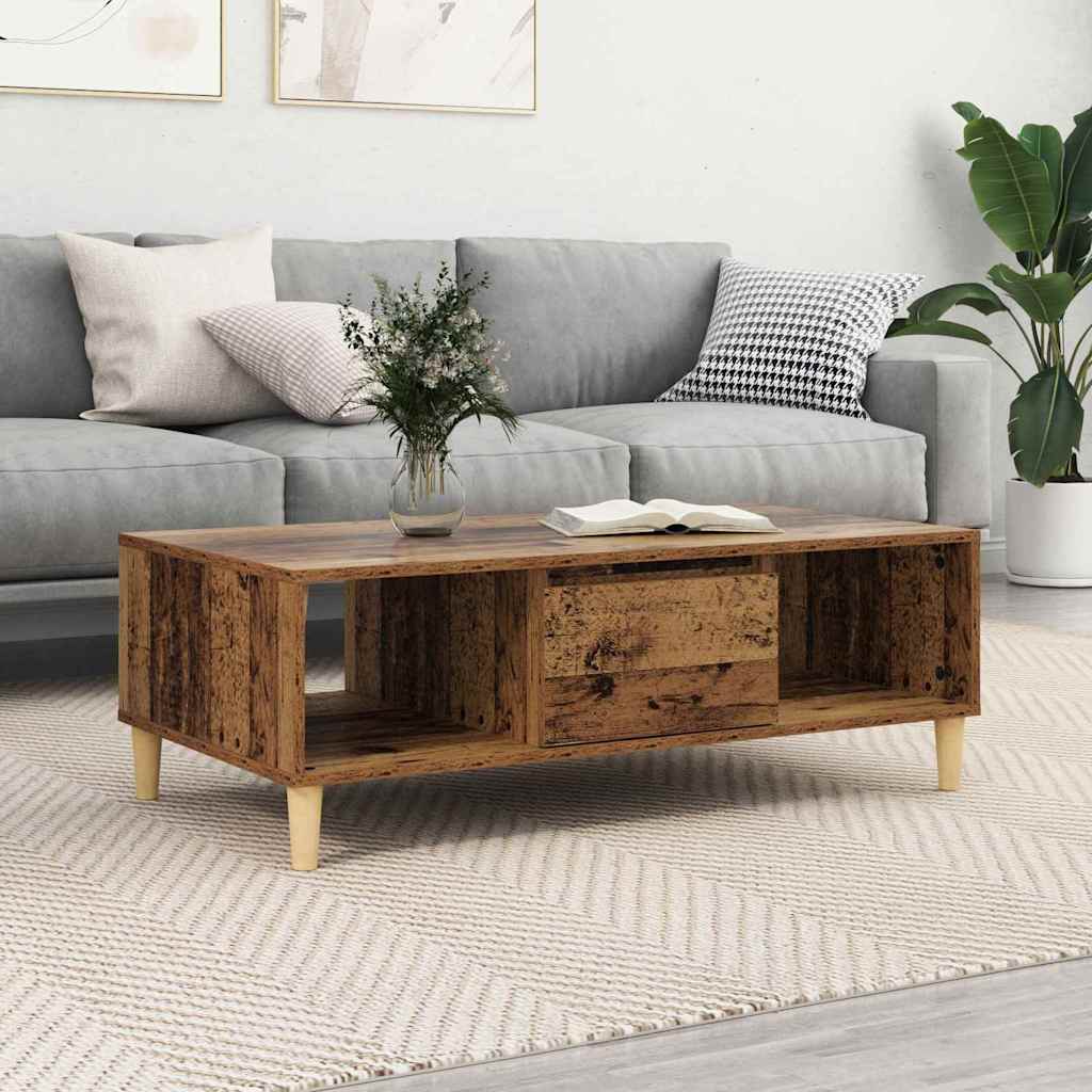 vidaXL Mesa de Café Madera vieja 102 x 55 x 35 cm Madera de ingeniería
