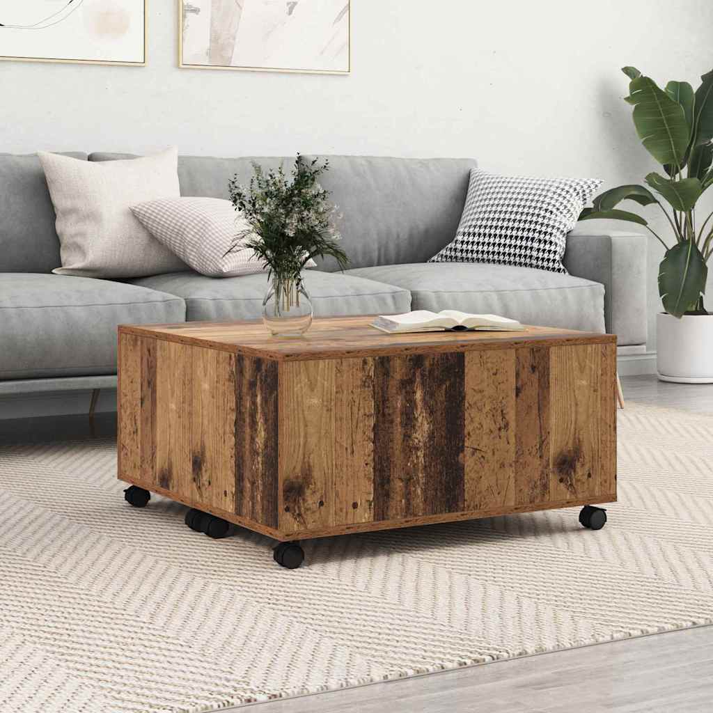 vidaXL Mesa de Café Madera vieja 75 x 75 x 38 cm Madera de ingeniería