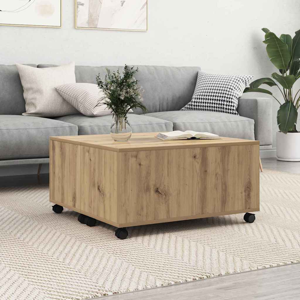 vidaXL Mesa de Café Roble artisan 75 x 75 x 38 cm Madera de ingeniería