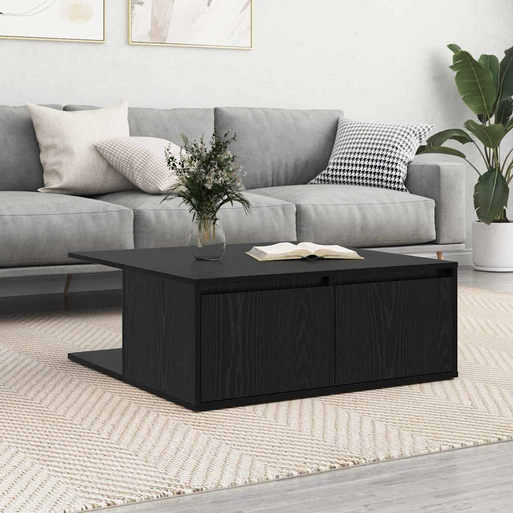 vidaXL Mesa de Café Roble negro 80 x 80 x 31.5 cm Madera de ingeniería